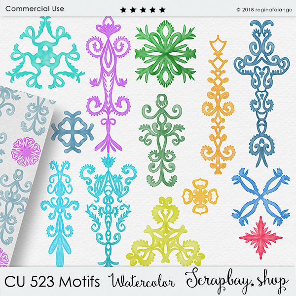 CU 523 MOTIFS WATERCOLOR - Click Image to Close